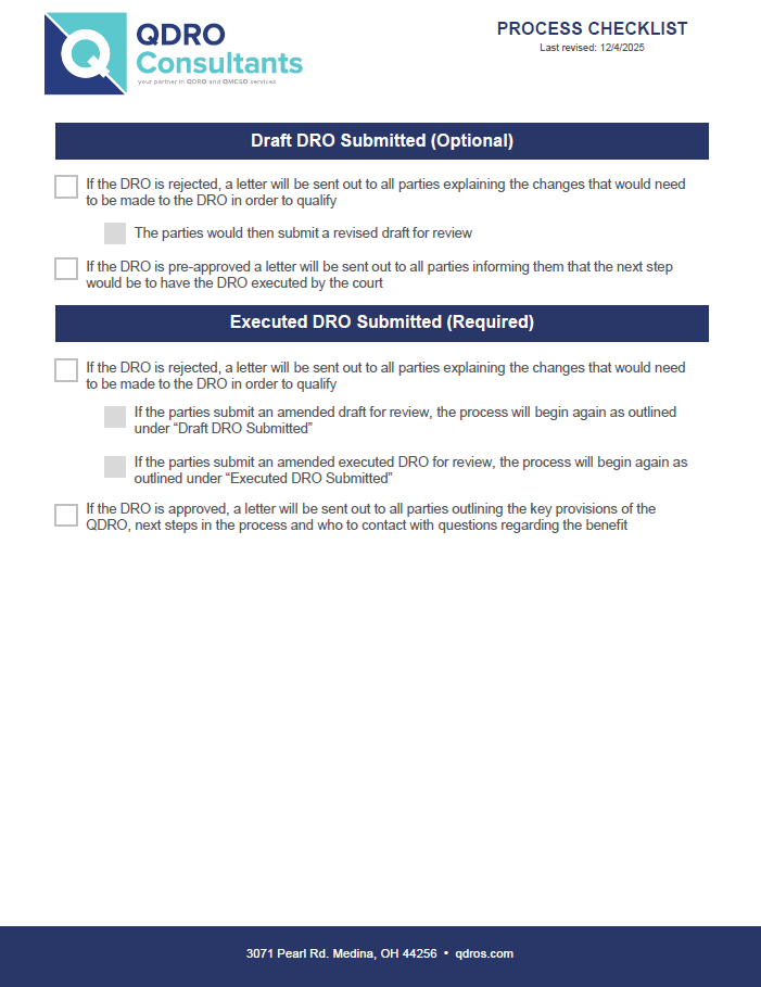 QDRO Process Checklist